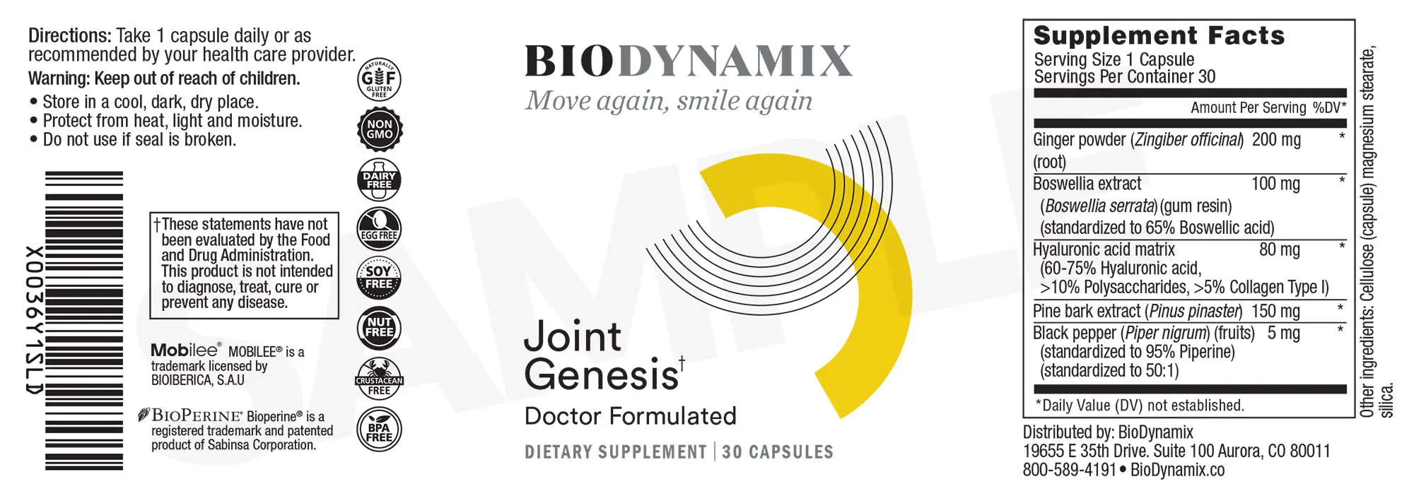 joint genesis supplement facts